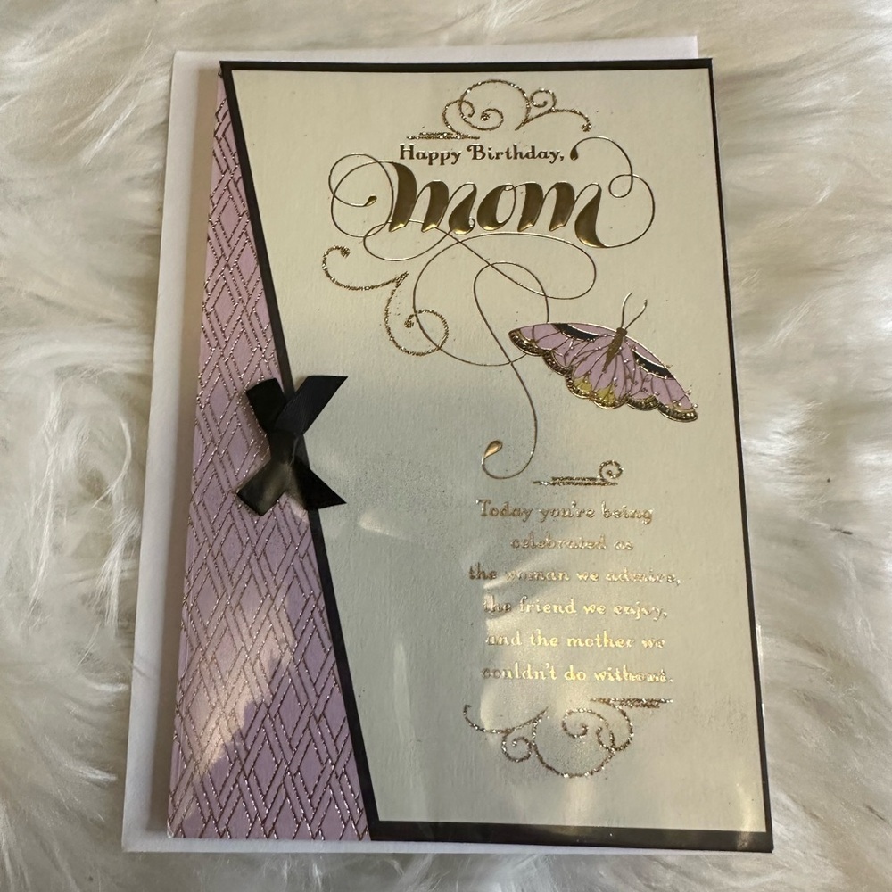 🩵5/$8 Elegant Birthday Card for Mom with Butterfly Design